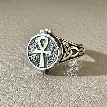 Ankh Egyptian Cross Key of Life  Locket Ring