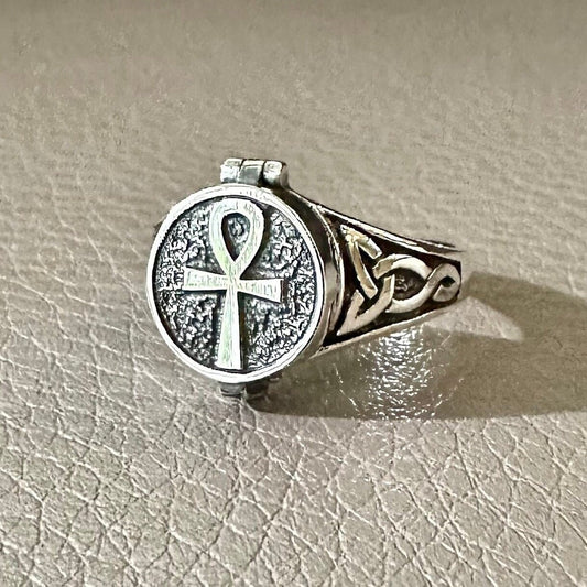 Ankh Egyptian Cross Key of Life  Locket Ring