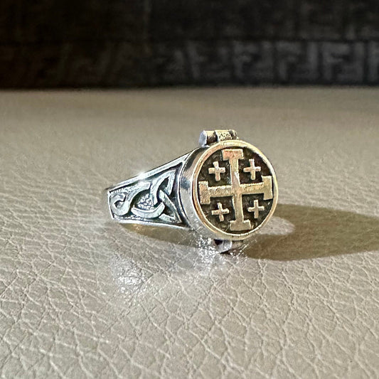 Jerusalem Cross Locket Ring