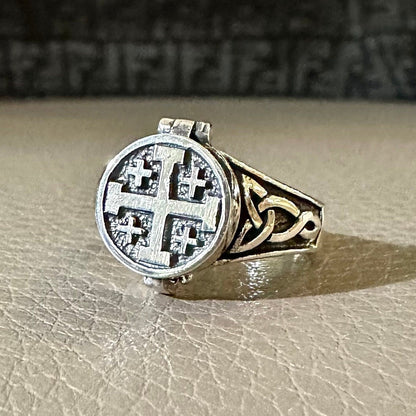 Jerusalem Cross Locket Ring