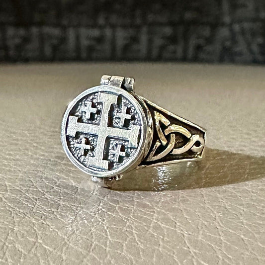 Jerusalem Cross Locket Ring
