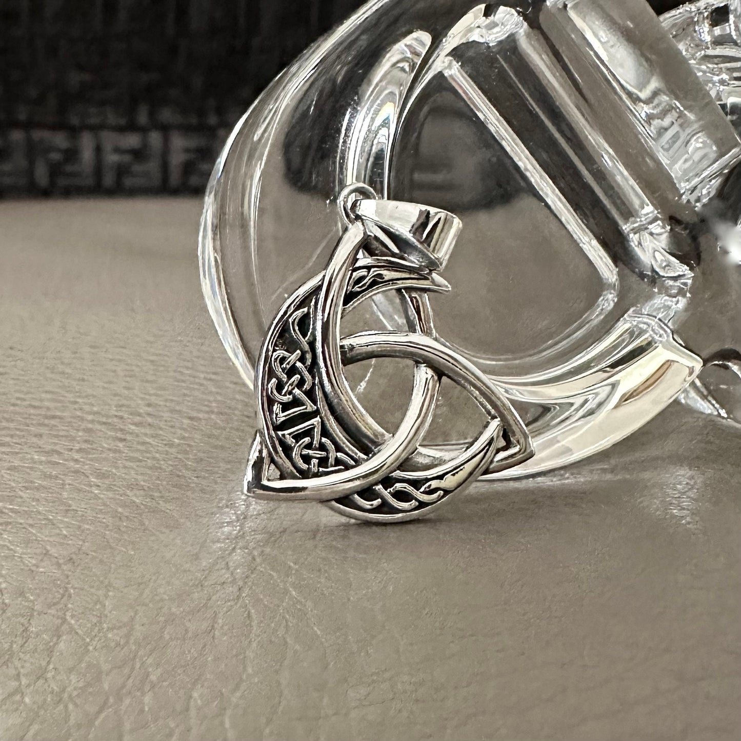 Triquetra Celtic Knot Design Viking Crescent Moon Pendant/Necklace