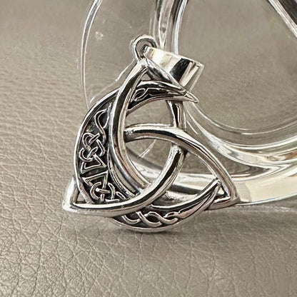 Triquetra Celtic Knot Design Viking Crescent Moon Pendant/Necklace