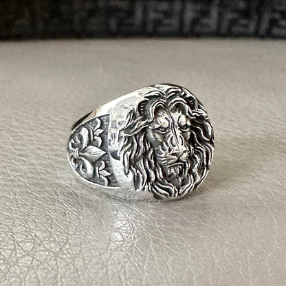 Lion Musketeers Fleur De Lis Lily Flower Leo Ring