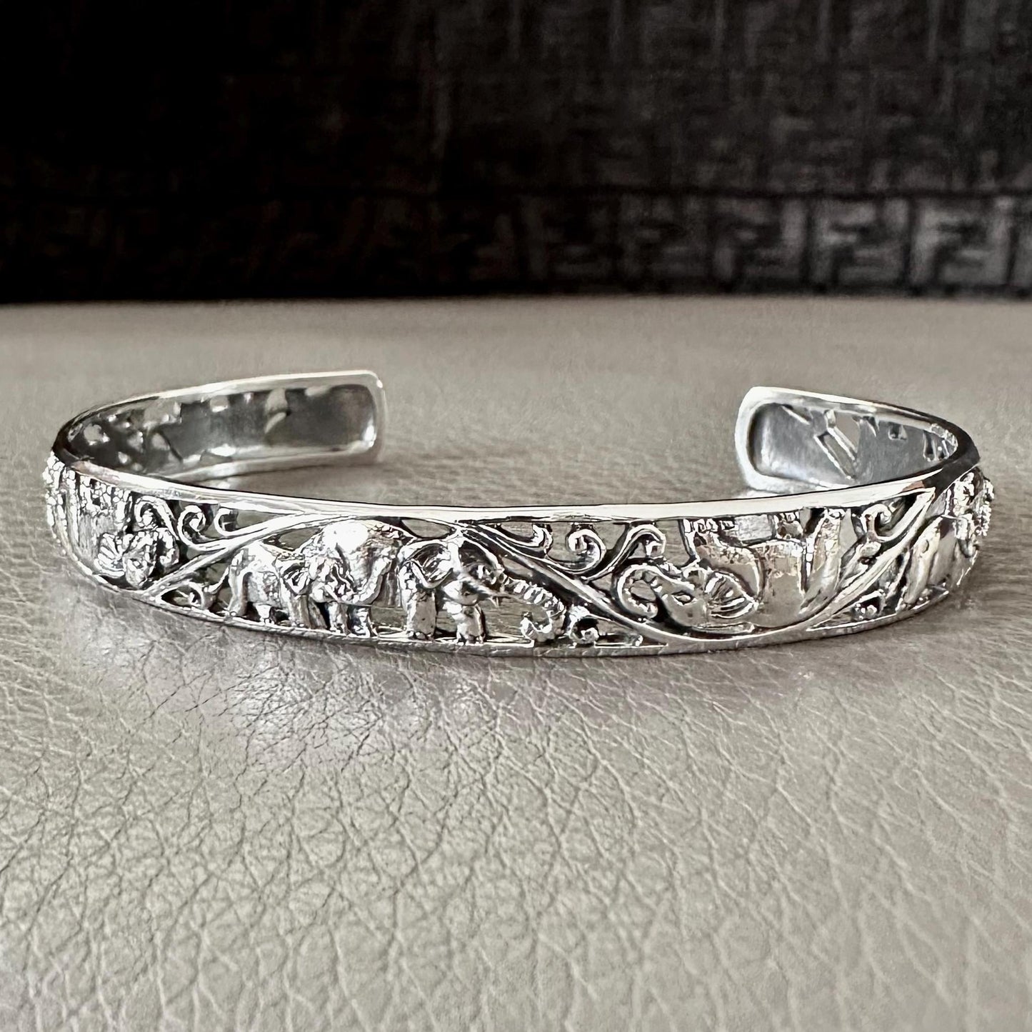 Thai Style Elephant Cuff Bracelet