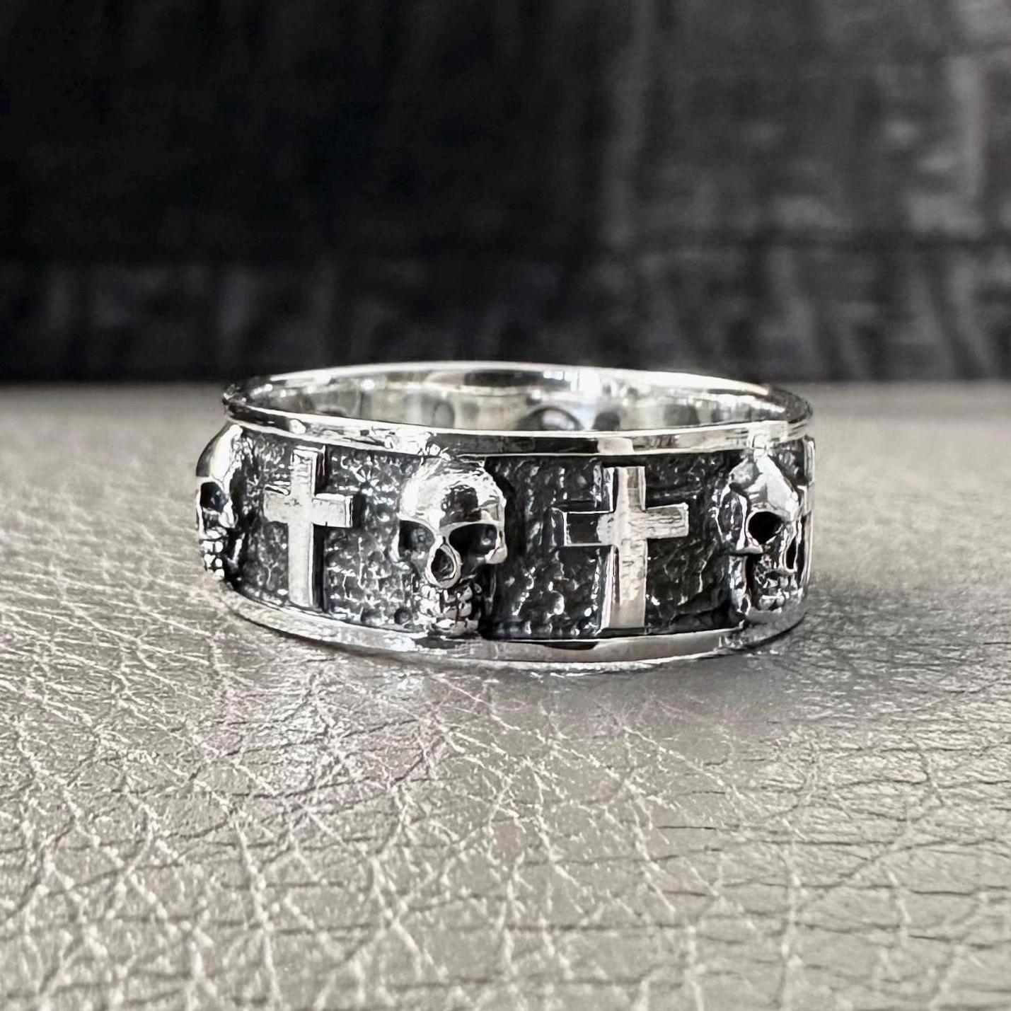 Skull Biker Punk Gothic Pirate Cross Ring
