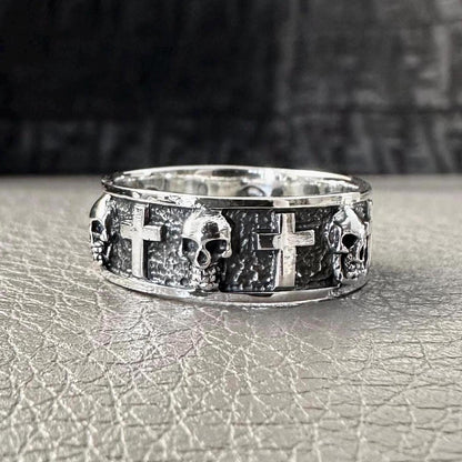 Skull Biker Punk Gothic Style Pirate Cross Ring