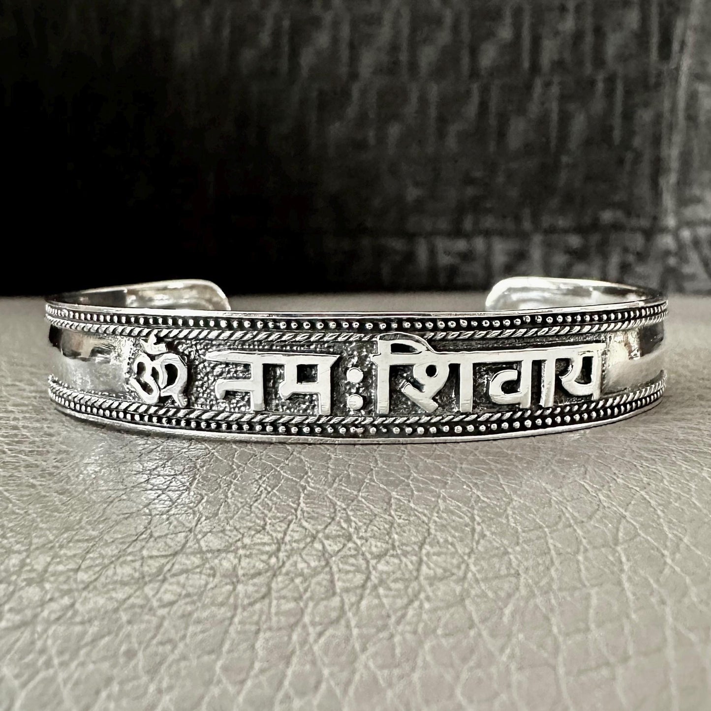 Ohm/Om Buddhism Hindi Symbol Sanskrit Talisman Cuff Bracelet