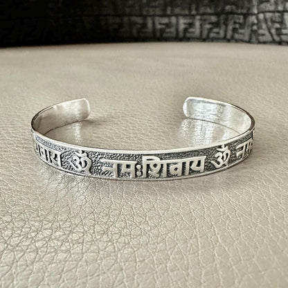 Ohm/Om Buddhism Hindi Symbol Sanskrit Talisman Cuff Bracelet