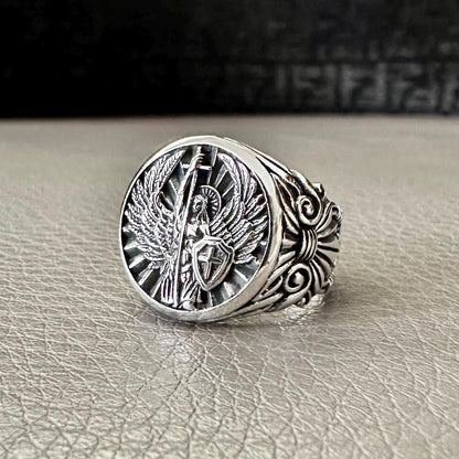 Archangel Saint Michael Guardian Angel Christian Ring