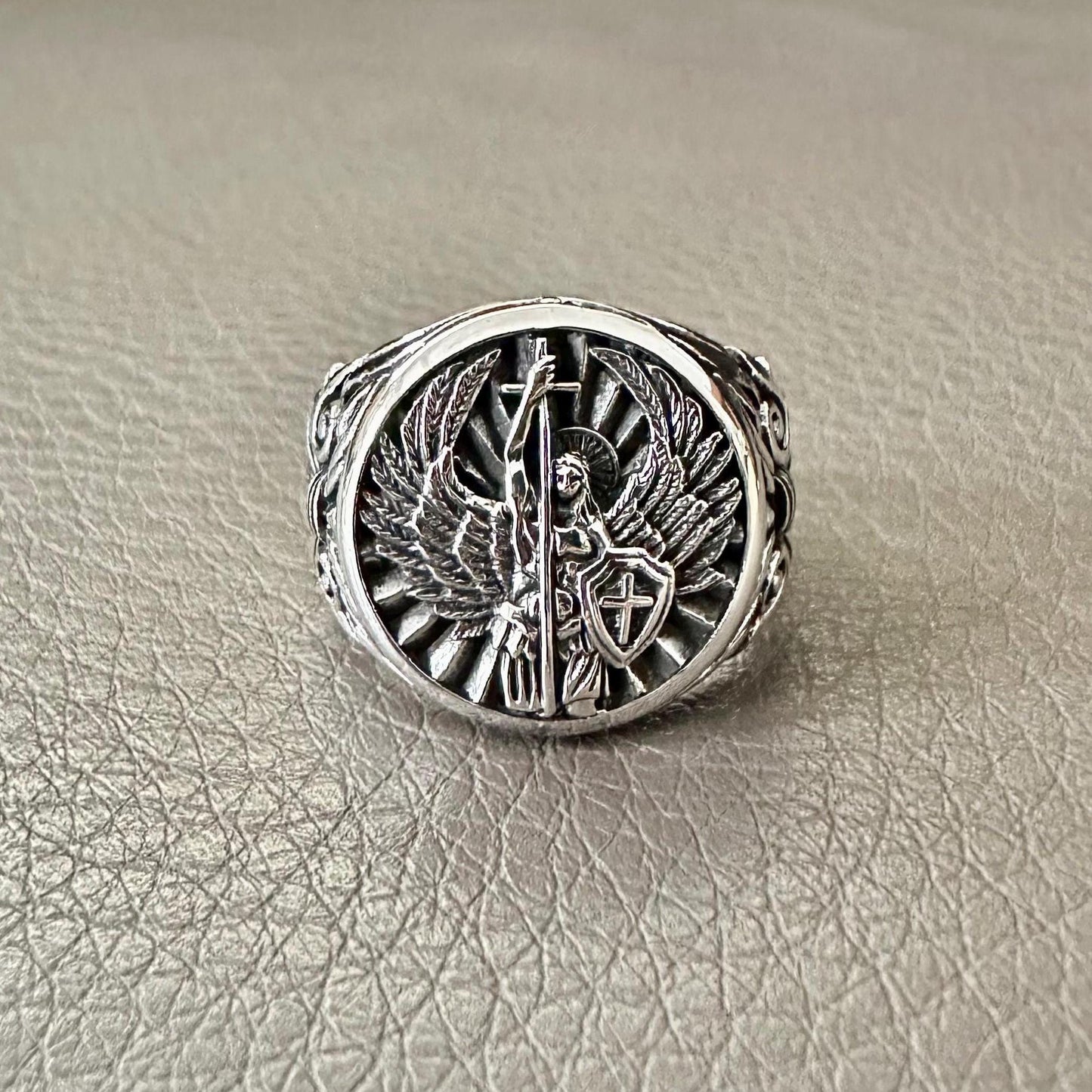Archangel Saint Michael Guardian Angel Christian Ring