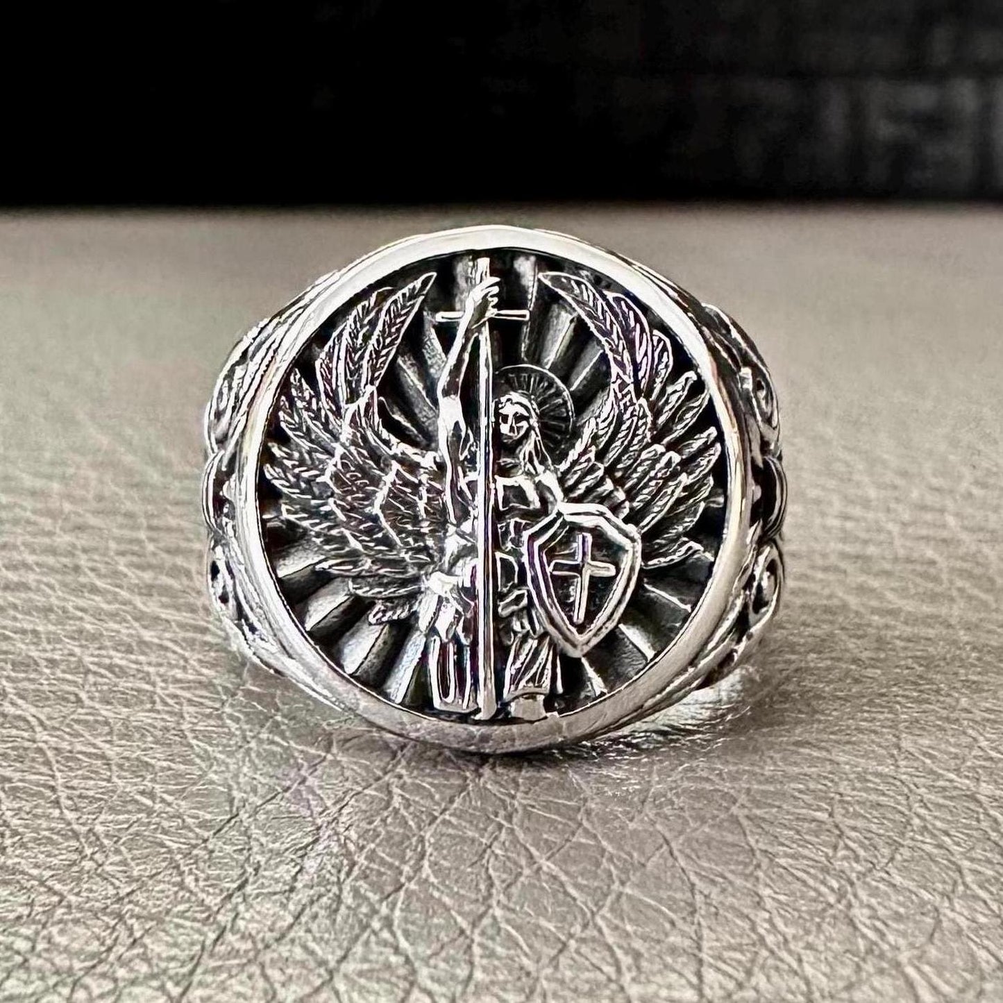 Archangel Saint Michael Guardian Angel Christian Ring