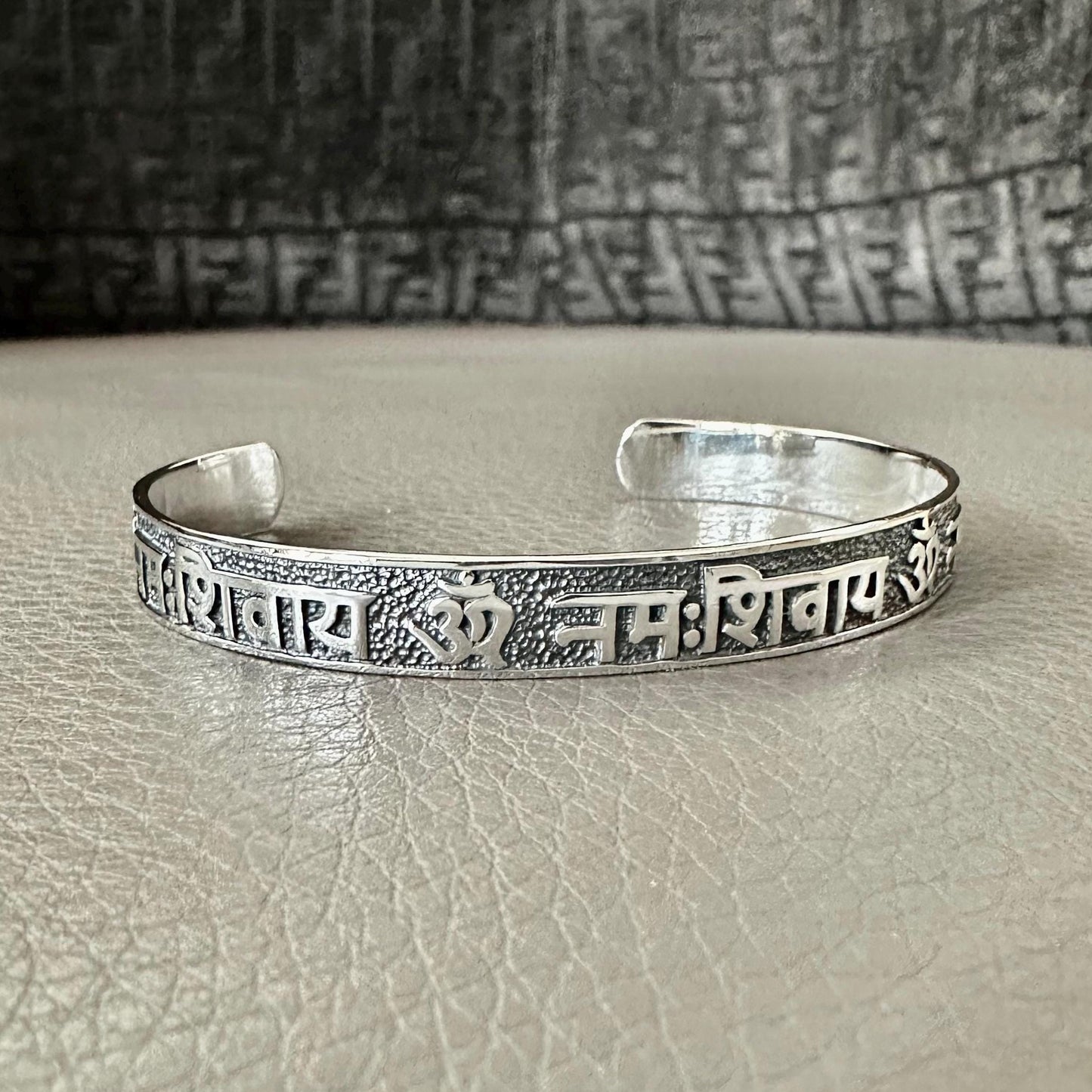 Ohm/Om Buddhism Hindi Symbol Sanskrit Talisman Cuff Bracelet