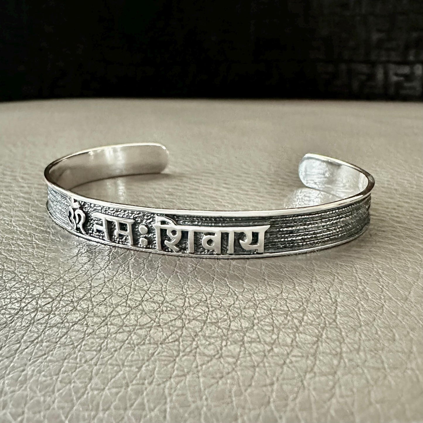 Ohm/Om Buddhism Hindi Symbol Sanskrit Talisman Cuff Bracelet