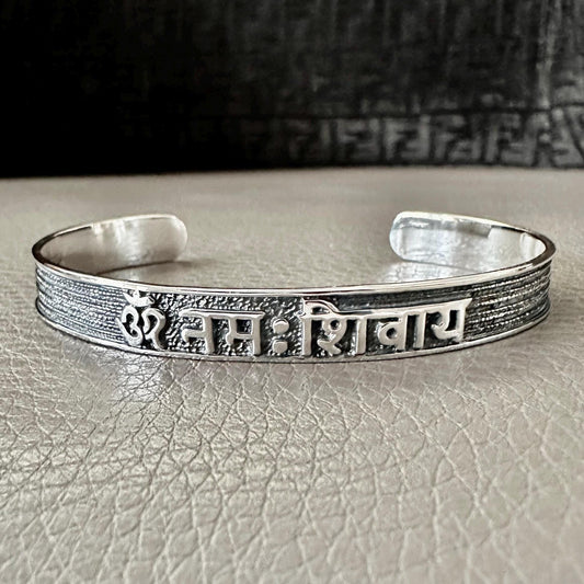 Ohm/Om Buddhism Hindi Symbol Sanskrit Talisman Cuff Bracelet