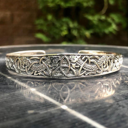 Celtic Triquetra Viking Dragon Cuff Bracelet