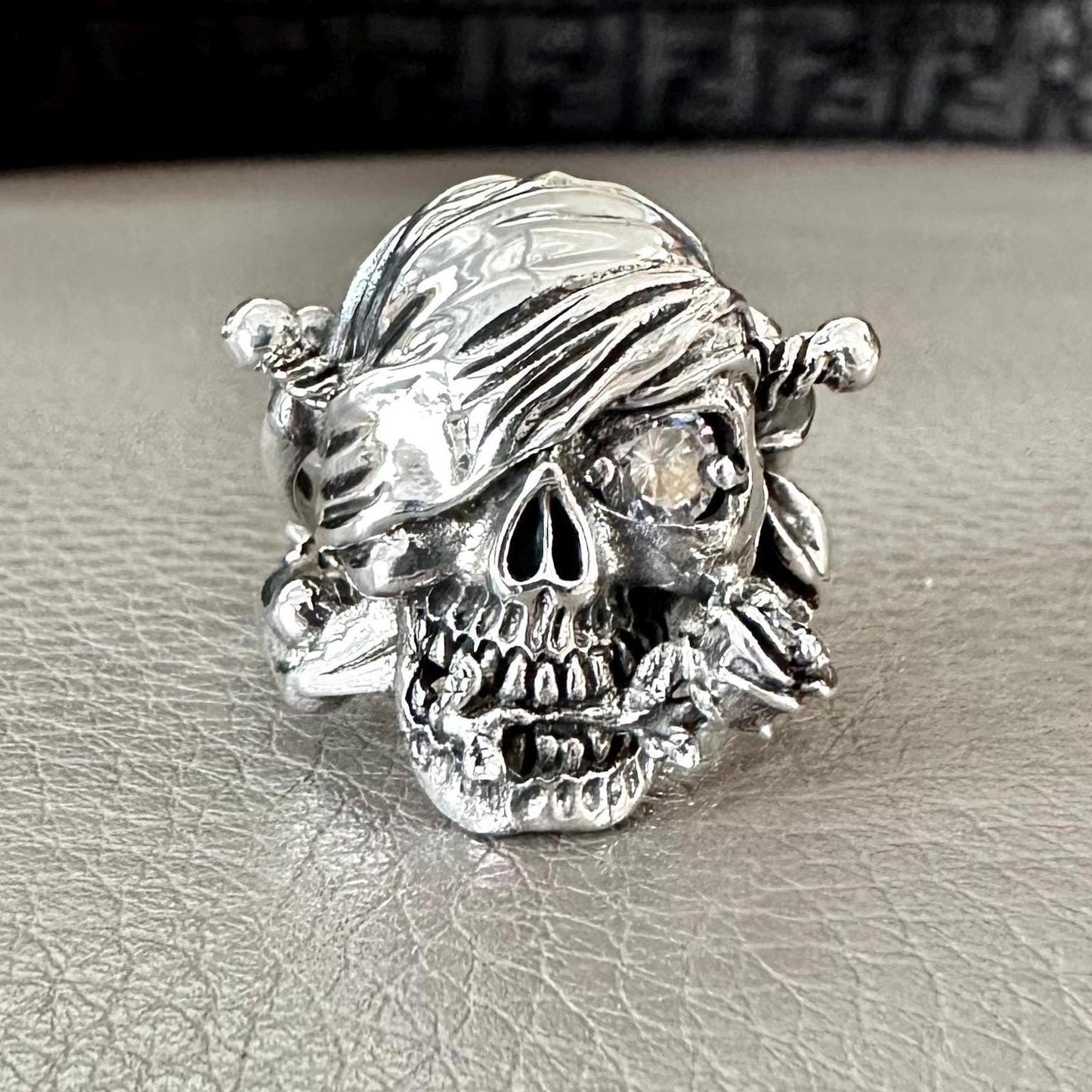 Punk Skull Gothic Biker Bones Skeleton Stone Ring