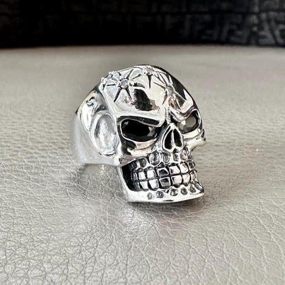 Punk Skull Gothic Biker Bones Skeleton Stone Pirate Ring