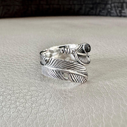 Bird Feather Black stone Eagle Native American Ring