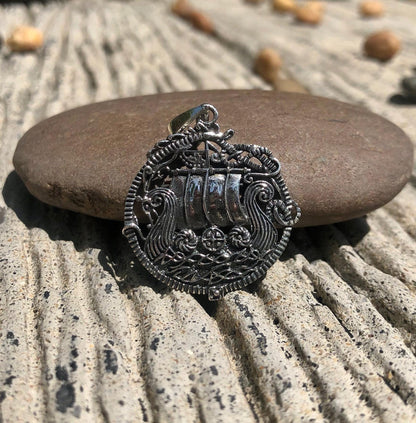 Viking Longship Kayaks Boat Pendant/Necklace