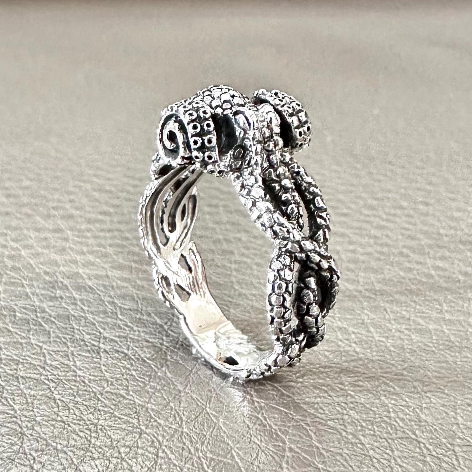 Handcrafted 925 Sterling Silver Octopus Ring Kraken Sea Monster Ring Silver Jewelry Accessories Gift by VINTZ