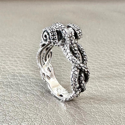 Handcrafted 925 Sterling Silver Octopus Ring Kraken Sea Monster Ring Silver Jewelry Accessories Gift by VINTZ
