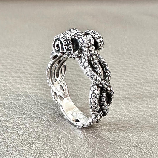 Handcrafted 925 Sterling Silver Octopus Ring Kraken Sea Monster Ring Silver Jewelry Accessories Gift by VINTZ