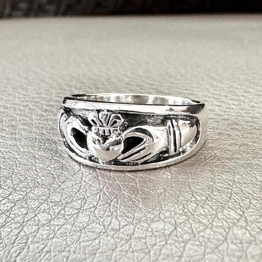 Handcrafted 925 Sterling Silver Claddagh Ring Heritage Traditional Irish Heart Love Ring Silver Jewelry Fashion Accessories by VINTZ