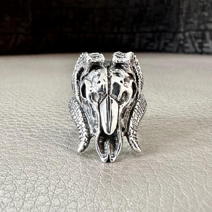 Handcrafted 925 Sterling Silver Bull Ring Gothic Bull Skull Heavy Animal Ring Silver Jewelry Accessories Gift by VINTZ