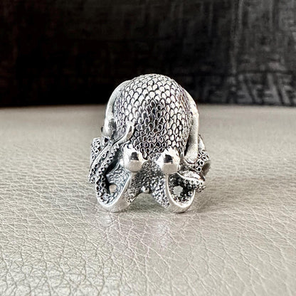 Handcrafted 925 Sterling Silver Octopus Ring Heavy Kraken Sea Monster Ring Silver Jewelry Animal Accessories Gift by VINTZ