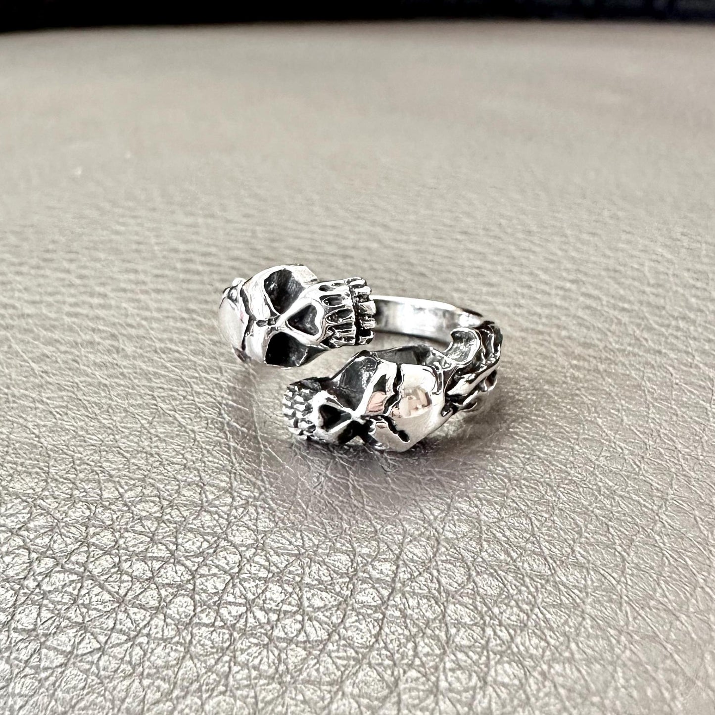 Handcrafted 925 Sterling Silver Skull Ring Gothic Pirate Punk Skull Biker Skeleton Ring Silver Jewelry Accessories Gift by VINTZ