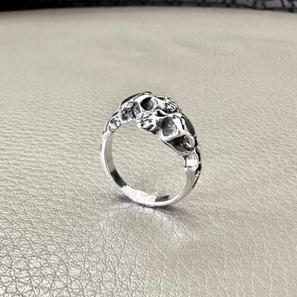 Handcrafted 925 Sterling Silver Skull Ring Gothic Pirate Punk Skull Biker Skeleton Ring Silver Jewelry Accessories Gift by VINTZ