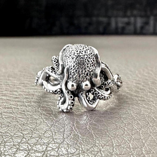 Handcrafted 925 Sterling Silver Octopus Ring Kraken Sea Monster Aquatic Animals Ring Silver Jewelry Accessories Gift by VINTZ