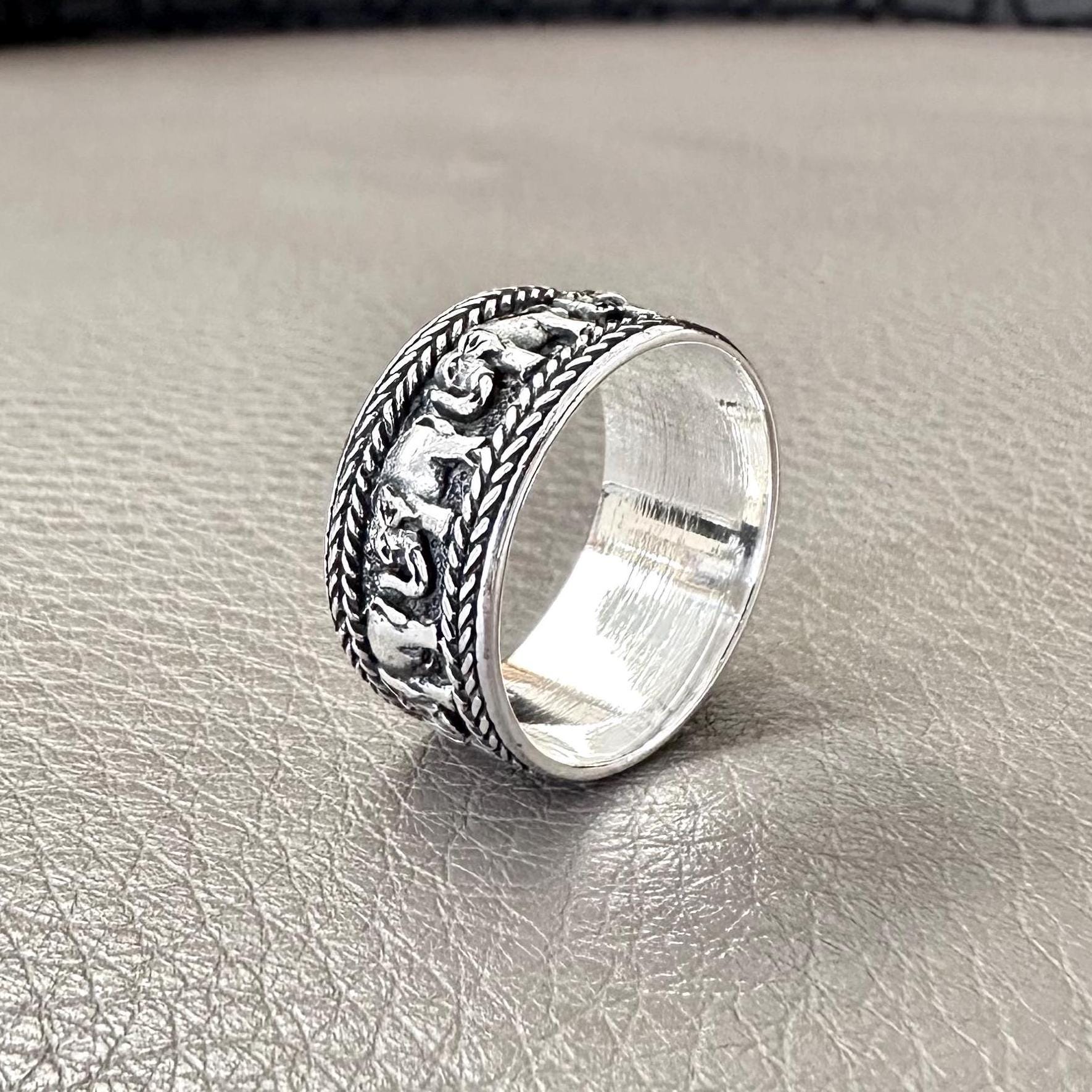 Handcrafted 925 Sterling Silver Elephant Ring Thailand National Animal Elephant Ring Silver Jewelry fashilAccessories Gift by VINTZ