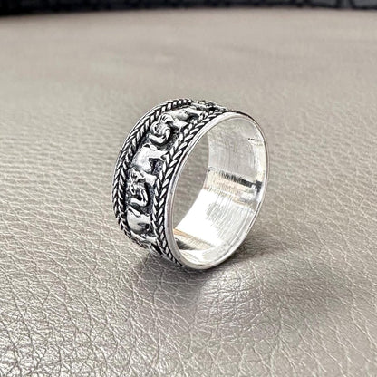 Handcrafted 925 Sterling Silver Elephant Ring Thailand National Animal Elephant Ring Silver Jewelry fashilAccessories Gift by VINTZ