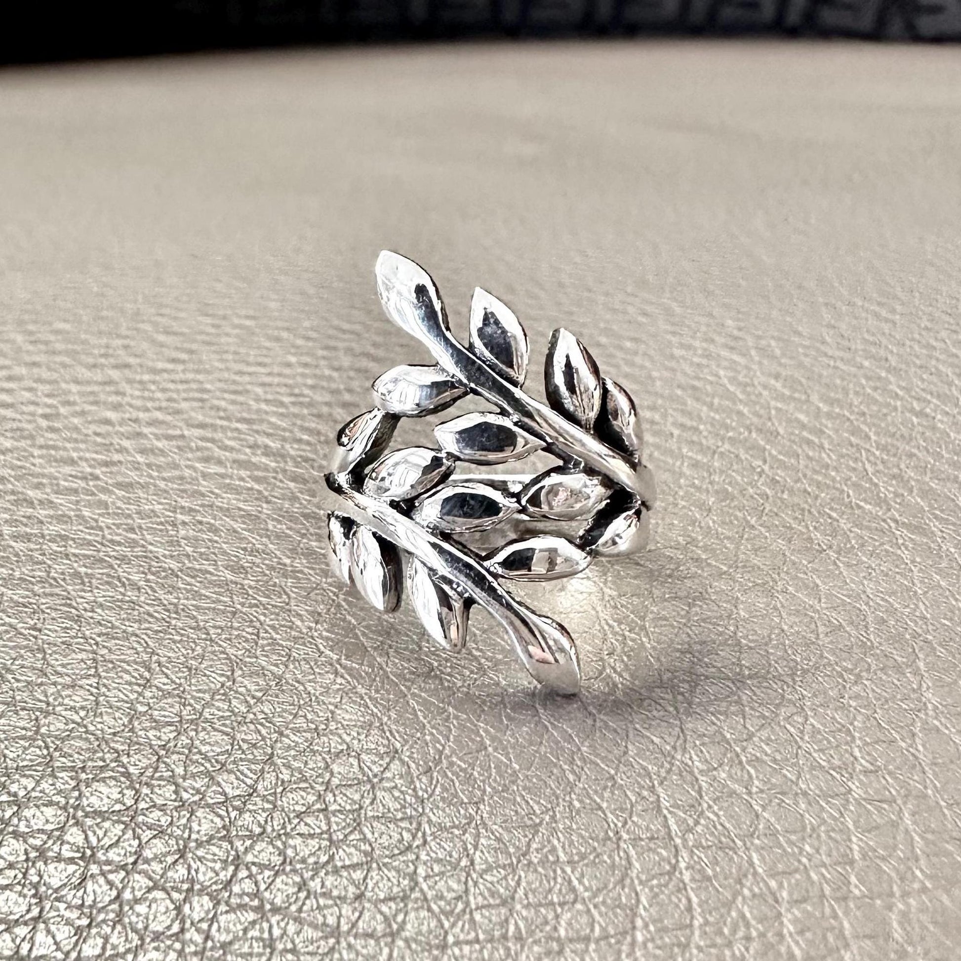 Handcrafted 925 Sterling Silver Olive Leaf Ring Silver Jewelry Fashion Accessories Gift by VINTZ