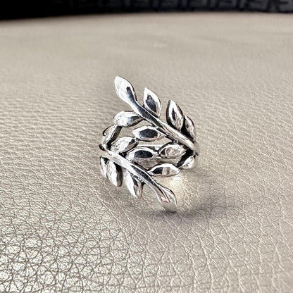 Handcrafted 925 Sterling Silver Olive Leaf Ring Silver Jewelry Fashion Accessories Gift by VINTZ