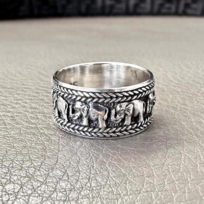 Handcrafted 925 Sterling Silver Elephant Ring Thailand National Animal Elephant Ring Silver Jewelry fashilAccessories Gift by VINTZ