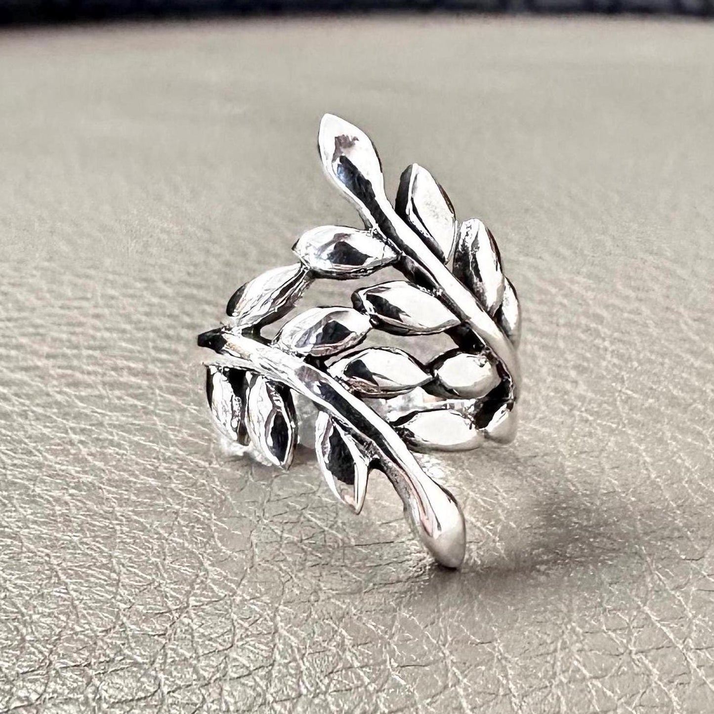 Handcrafted 925 Sterling Silver Olive Leaf Ring Silver Jewelry Fashion Accessories Gift by VINTZ
