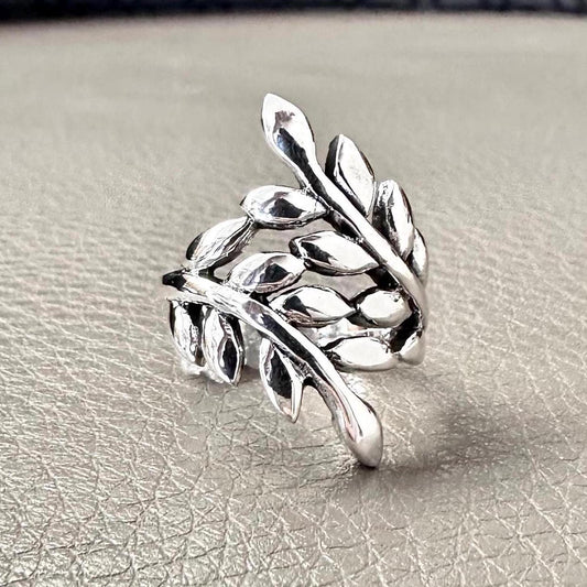 Handcrafted 925 Sterling Silver Olive Leaf Ring Silver Jewelry Fashion Accessories Gift by VINTZ