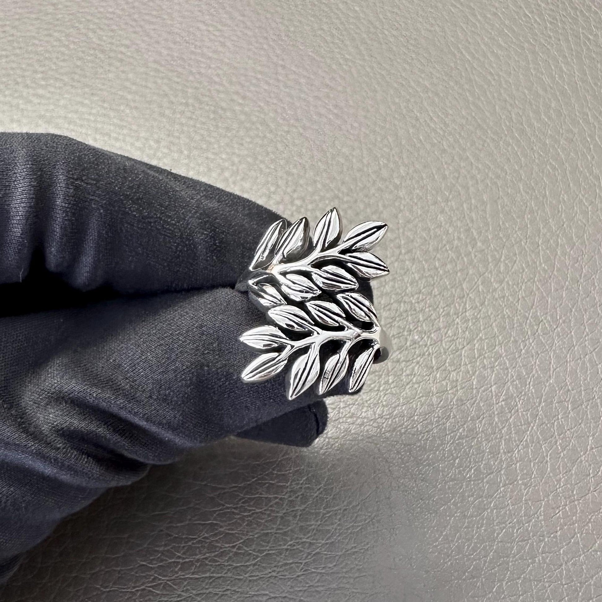 Handcrafted 925 Sterling Silver Olive Leaf Ring Silver Jewelry Fashion Accessories Gift by VINTZ