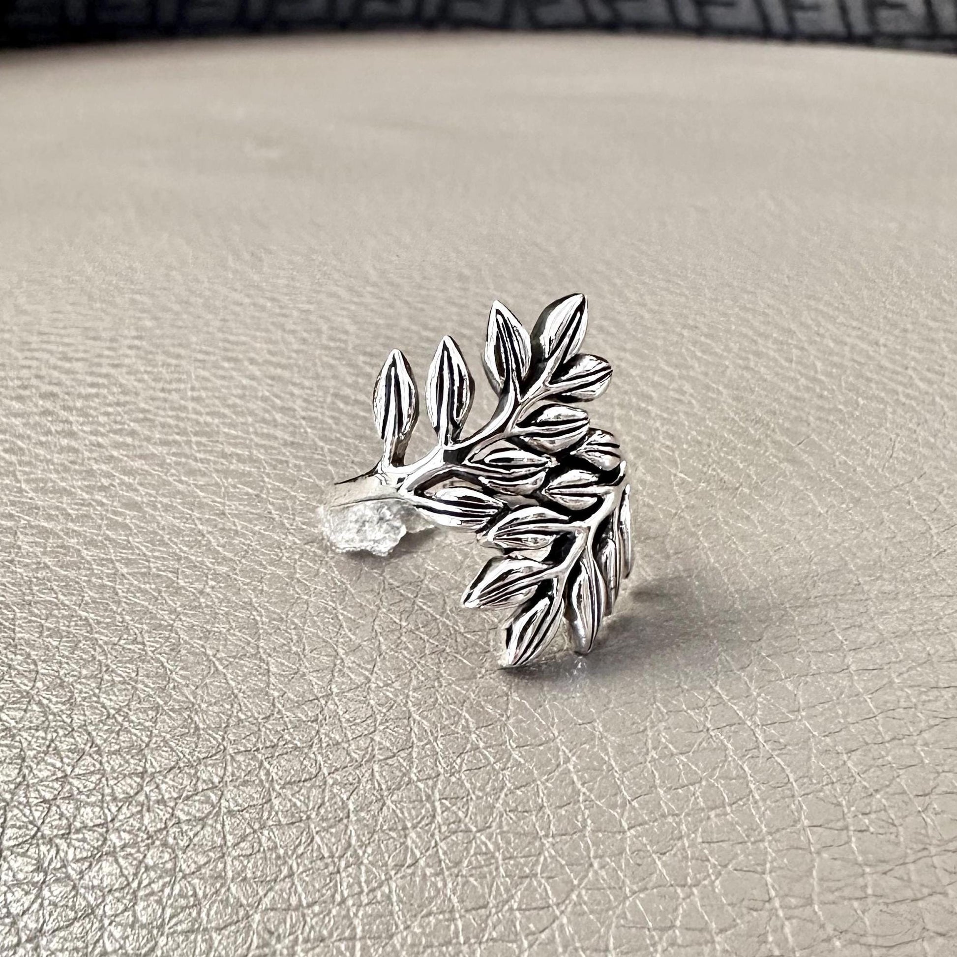 Handcrafted 925 Sterling Silver Olive Leaf Ring Silver Jewelry Fashion Accessories Gift by VINTZ