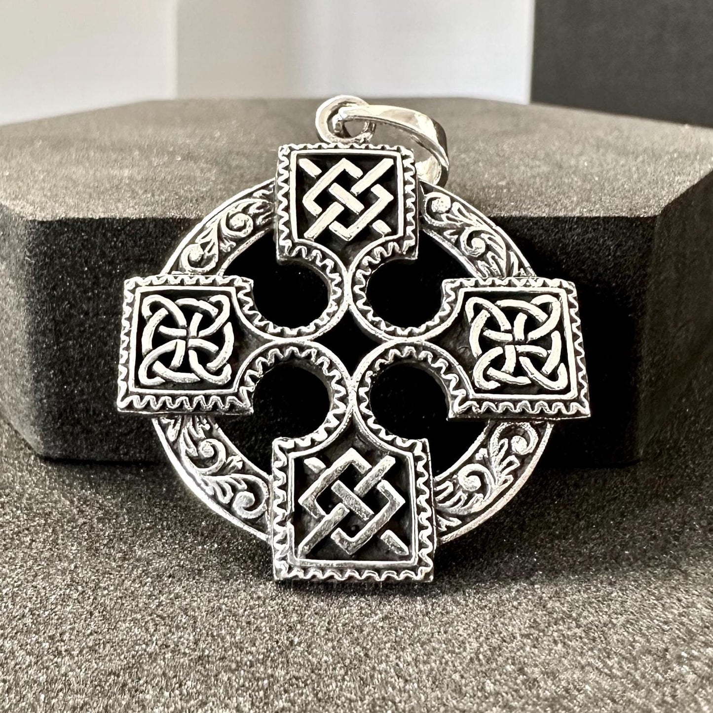 Handcrafted 925 Sterling Silver Celtic Cross Pendant Viking Irish Cross Nimbus Celtic Knot Pendant/Necklace Silver Jewelry Gift by VINTZ