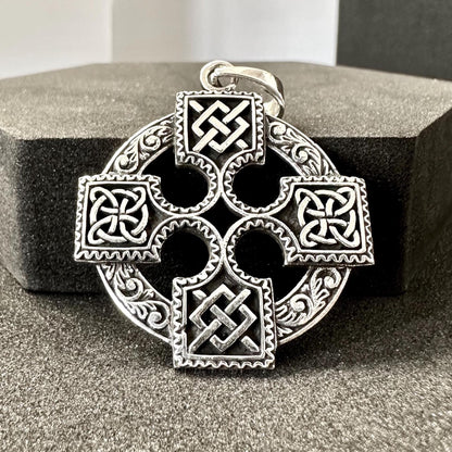 Handcrafted 925 Sterling Silver Celtic Cross Pendant Viking Irish Cross Nimbus Celtic Knot Pendant/Necklace Silver Jewelry Gift by VINTZ