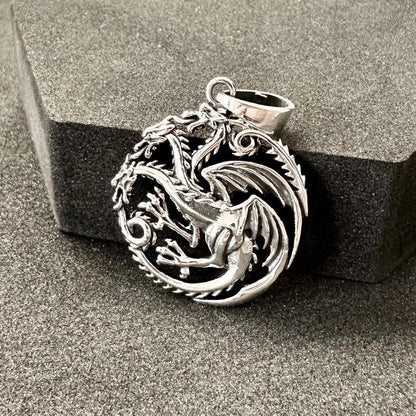 Handcrafted 925 Sterling Silver Dragon Pendant Mythical Creature House of Dragon Wyvern Hydra Pendant/Necklace Silver Jewelry Gift by VINTZ
