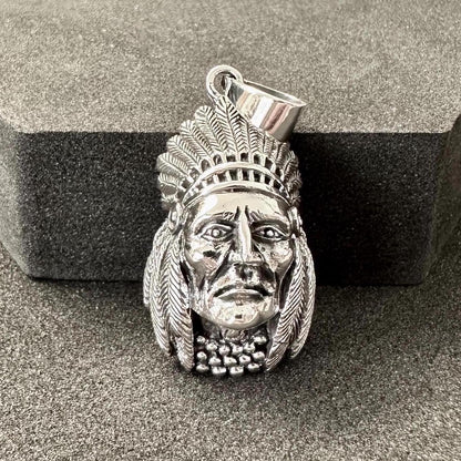 Handcrafted 925 Sterling Silver Indian Native American Pendant Tribal Chieftain Pendant/Necklace Silver Jewelry Accessories Gift by VINTZ
