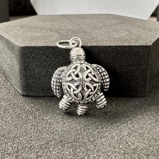 Handcrafted 925 Sterling Silver Turtle Pendant Celtic Knot Design Tortoise Snapper Pendant/Necklace Silver Jewelry Accessories Gift by VINTZ