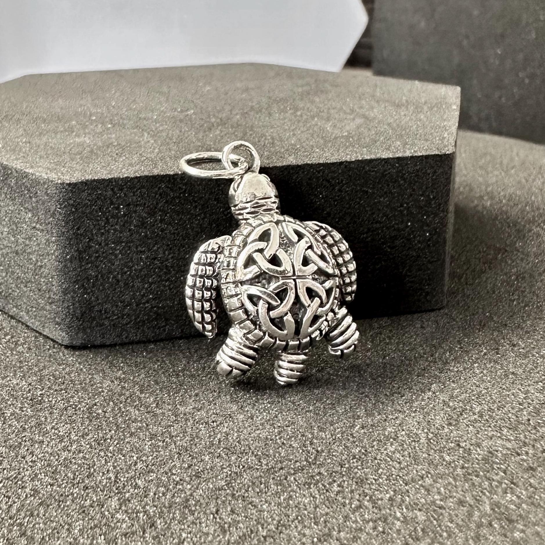 Handcrafted 925 Sterling Silver Turtle Pendant Celtic Knot Design Tortoise Snapper Pendant/Necklace Silver Jewelry Accessories Gift by VINTZ