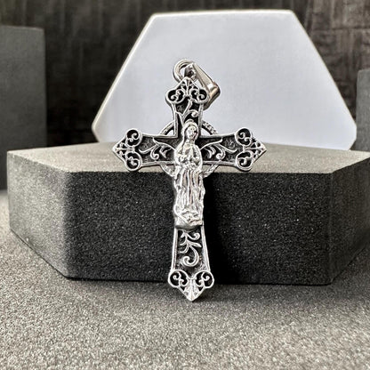 Handcrafted 925 Sterling Silver Cross Pendant Catholic Jesus Christ Crucifix Pendant/Necklace Silver Jewelry Accessories Gift by VINTZ