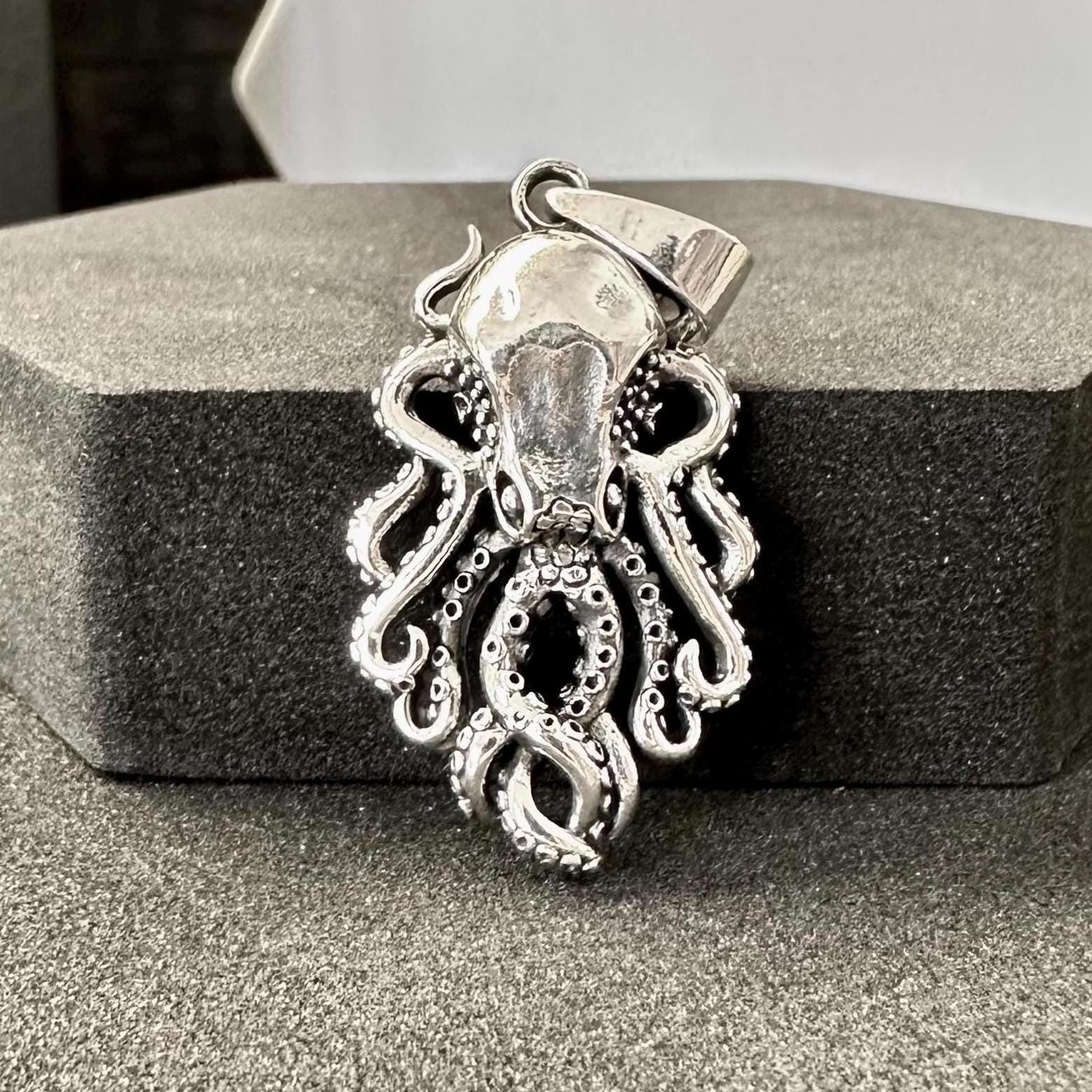 Handcrafted 925 Sterling Silver Octopus Pendant Kraken Sea Monster Pendant/Necklace Silver Jewelry Fashion Animal Accessories Gift by VINTZ